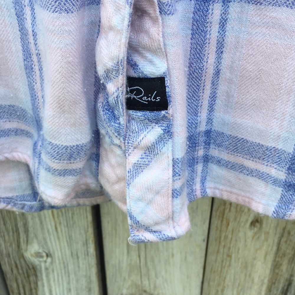 Rails Hunter Plaid Flannel Shirt Rayon Pink Blue S - Picture 6 of 16